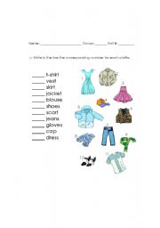 English worksheet: CLOTHES