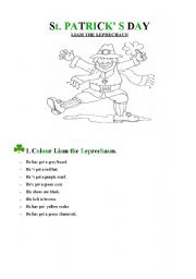 English Worksheet: St. Patricks Day  THE LEPRECHAUN Description