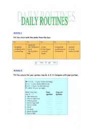 English Worksheet: Daily Routines