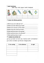 English Worksheet: daily activities