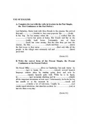 English Worksheet: Verb tenses