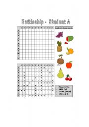 English Worksheet: Battleship-Fruits