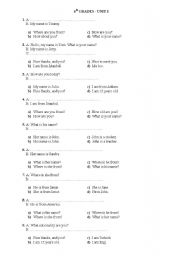 English Worksheet: 6th Grade 1st unit revision SBS style multiple choice questions