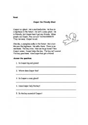 English Worksheet: Casper the Friendly Ghost