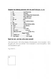 English worksheet: simple present of the verb to be 