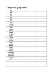 English worksheet: Comparison of adjectives