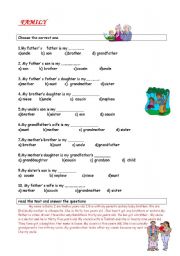 English Worksheet: family