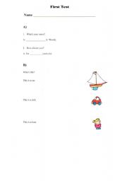 English worksheet: first test
