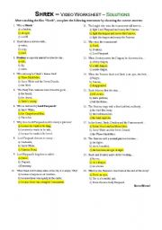 Shrek - video worksheet - KEY 