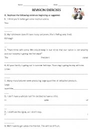 English Worksheet: Rephrasing Exercises (Mixed Grammar Topics)