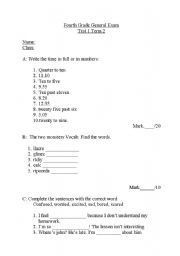 English Worksheet: exam using time days feelings 