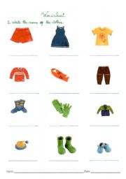 English worksheet: clothes