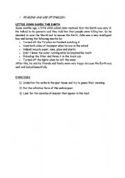 English worksheet: past simple text