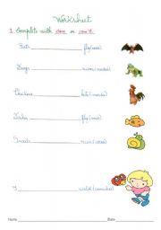 English worksheet: verb can