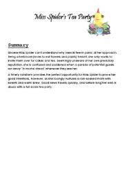 English Worksheet: Miss Spiders Tea Party