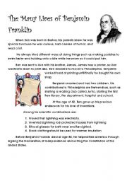 English Worksheet: The Many Lives of Benjamin Franklin