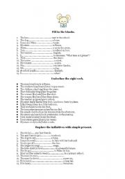 English Worksheet: Simple present exercises