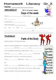 English Worksheet: My body