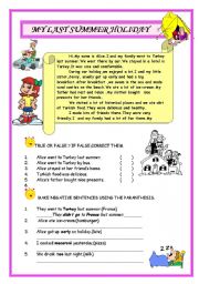 English Worksheet: Simple Past Tense Reading 