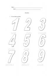 English worksheet: Numbers 1-9