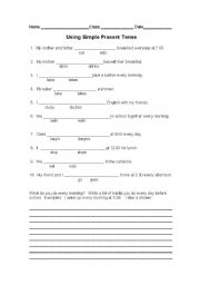 English Worksheet: Simple Present Tense Test