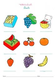 English Worksheet: fruits