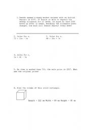 English Worksheet: math
