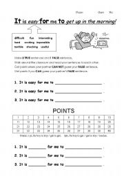 English Worksheet: It´s easy for them to play.