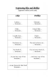 English worksheet: Likes and Dislikes