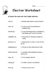 English Worksheet: Election vocabulary