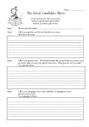 English Worksheet: Candidate class elecion sheet