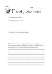 English Worksheet: Empty promises