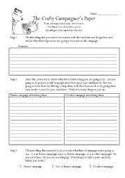English Worksheet: The Crafty Campaigners Page