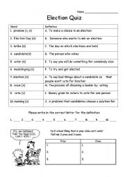 English Worksheet: Election quiz