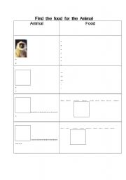 English worksheet: Vobalarly  : Animal  and  Their food : Like  and  dislike 