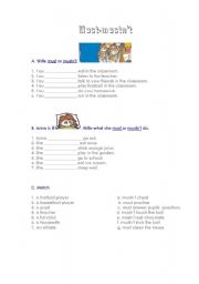 English Worksheet: Must-Mustnt