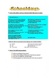 English Worksheet: SCHOOLDAYS 