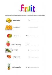 English Worksheet: fruit