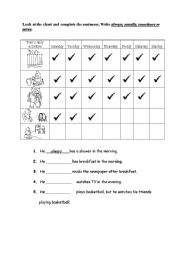 English Worksheet: daily routine