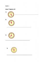English worksheet: what time is it