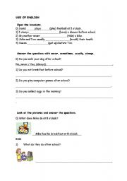 English worksheet: daily routines