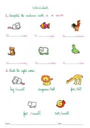 English worksheet: animals