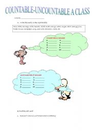 English Worksheet: COUNTABLE-UNCOUNTABLE