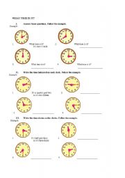 English Worksheet: What time is it?