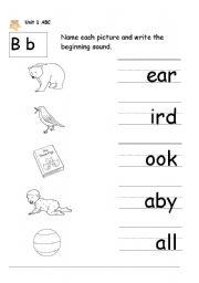 English Worksheet: letter B