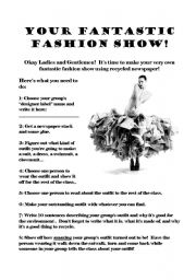 English Worksheet: Recycle fashion show.