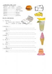 English Worksheet: uncountable-countable