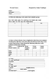 English worksheet: present tfnses