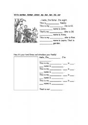 English Worksheet: My family