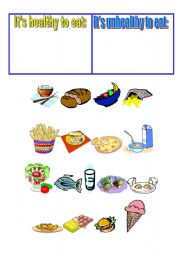 English Worksheet: healthy/unhealthy food